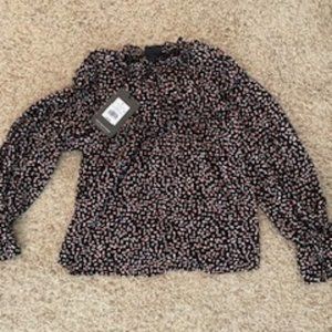 Brand NEWMini Polka Dot Puff Long Sleeve Blouse Who What Wear Black Size SMALL